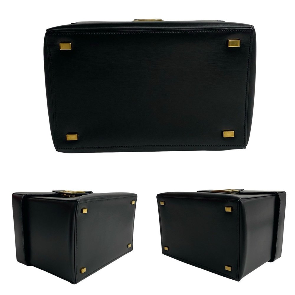CELINE Logo Carriage Hardware Calfskin Leather Handbag Vanity Bag Makeup Box - Picture 6 of 9